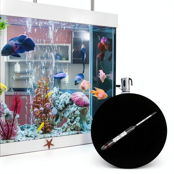 Glass Aquarium Hydrometer with Built-in Marine Floating Salt Water Salinity Tester 1.000-1.060 7.87in-4
